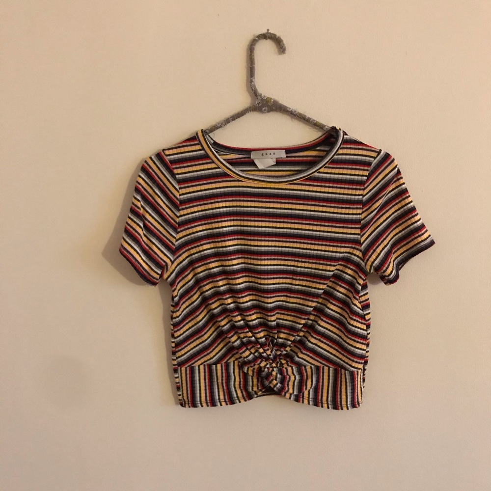 GAZE ribbed striped crop top